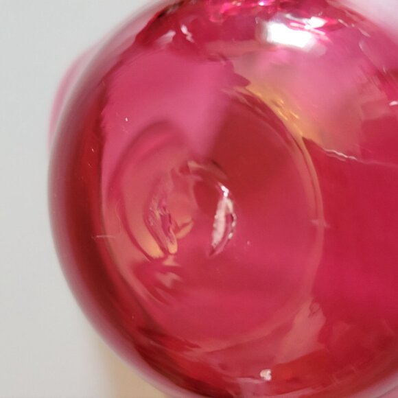 Vintage Pinlgrim Hand-Blown Art Glass Pink Heart Bowl With Clear Handle - Picture 4 of 9